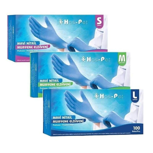 Has-Pet Mavi Çok Amaçlı Nitril Muayene Eldiveni (1 Koli - 20 Kutu)