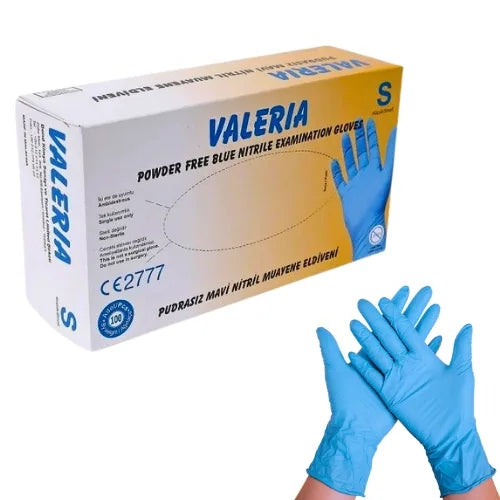 Valeria MAVİ Çok Amaçlı Nitril Muayene Eldiveni (1 Koli - 20 Kutu)